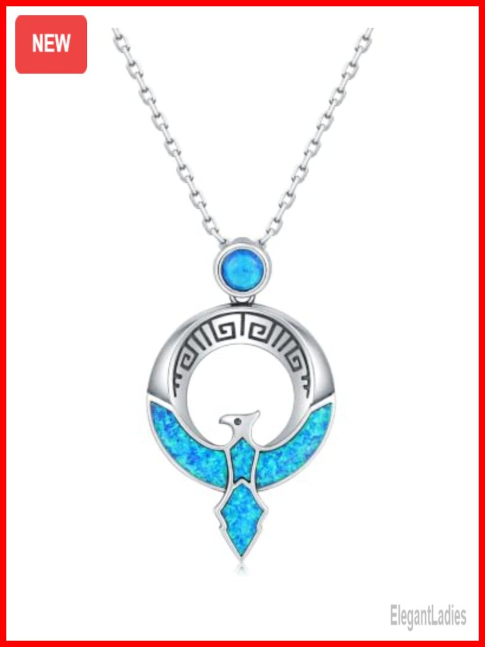 925 Sterling Silver Opal Thunderbird Pendant Necklace Southwestern